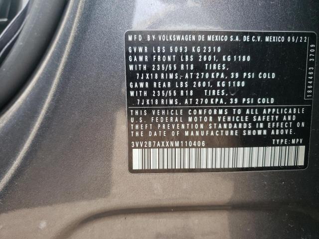 2022 VOLKSWAGEN TIGUAN SE - 3VV2B7AXXNM110406