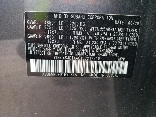 2020 SUBARU OUTBACK - 4S4BTAAC4L3217810
