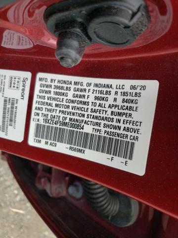 2021 HONDA INSIGHT EX 19XZE4F59ME000854