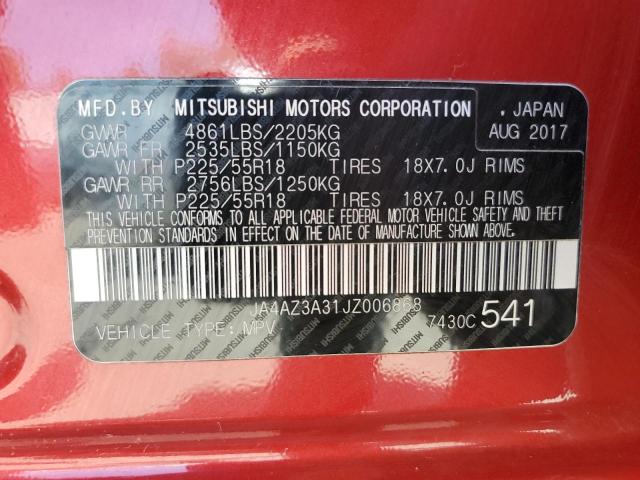 2018 MITSUBISHI OUTLANDER - JA4AZ3A31JZ006868