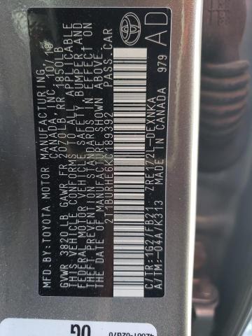 2019 TOYOTA COROLLA L - 2T1BURHE6KC189392