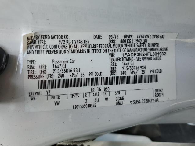 2015 FORD FOCUS SE 1FADP3K24FL301932