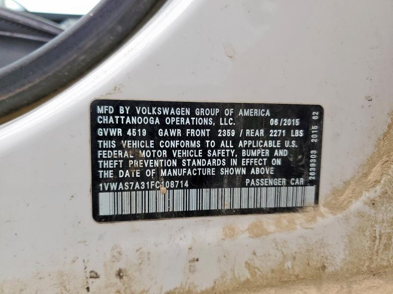 2015 VOLKSWAGEN PASSAT S - 1VWAS7A31FC108714