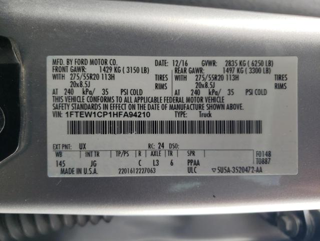 2017 FORD F150 SUPER - 1FTEW1CP1HFA94210