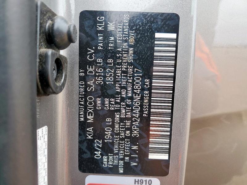 2022 KIA RIO LX - 3KPA24AD6NE480017