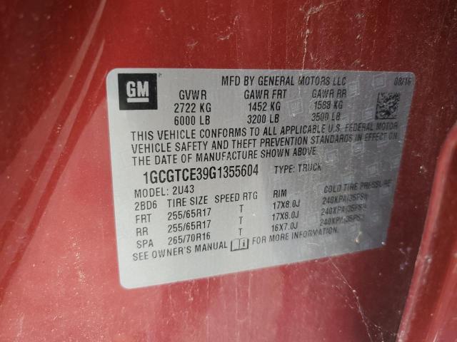 2016 CHEVROLET COLORADO L 1GCGTCE39G1355604