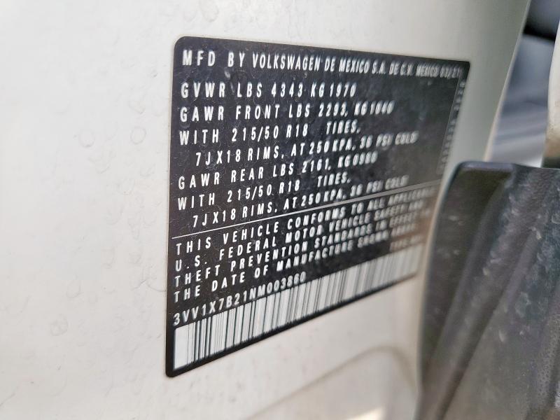 2022 VOLKSWAGEN TAOS SEL 3VV1X7B21NM003860