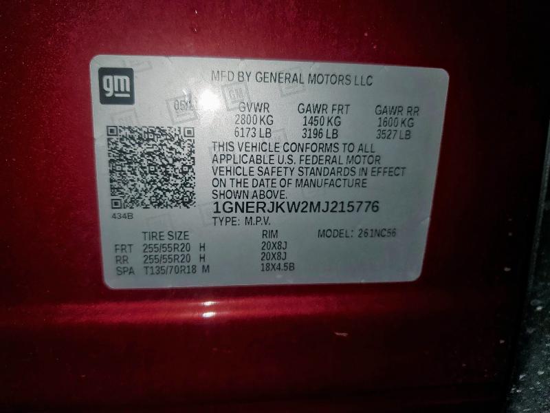 2021 CHEVROLET TRAVERSE R 1GNERJKW2MJ215776