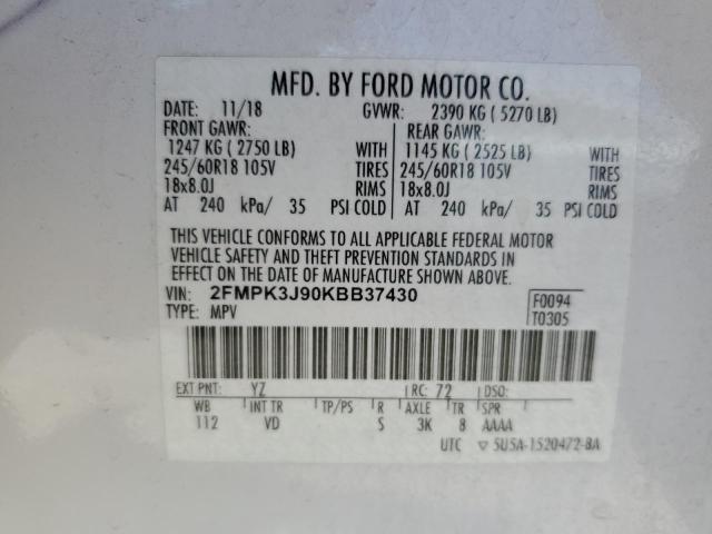 2019 FORD EDGE SEL - 2FMPK3J90KBB37430