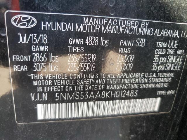 2019 HYUNDAI SANTA FE L 5NMS53AA8KH012483