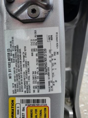 2019 FORD FUSION SE - 3FA6P0HD7KR127320