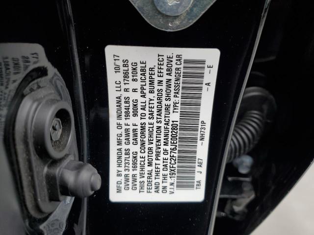 2018 HONDA CIVIC EX 19XFC2F76JE002801