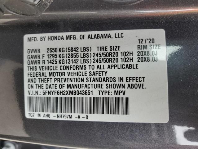 2021 HONDA PILOT SE 5FNYF6H2XMB043651