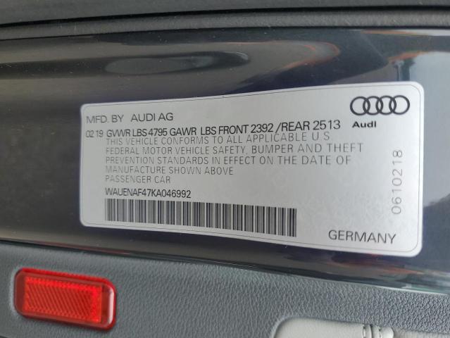 2019 AUDI A4 PREMIUM WAUENAF47KA046992