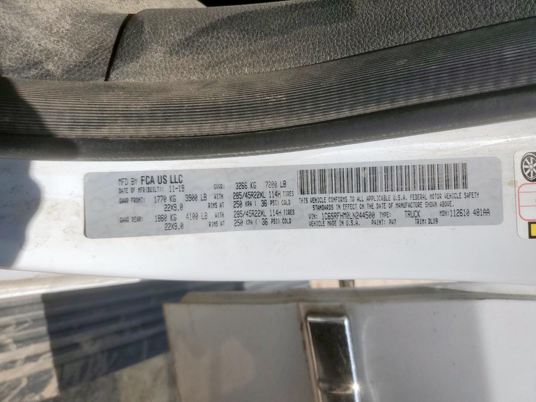 2020 RAM 1500 LIMIT 1C6SRFHM0LN244500