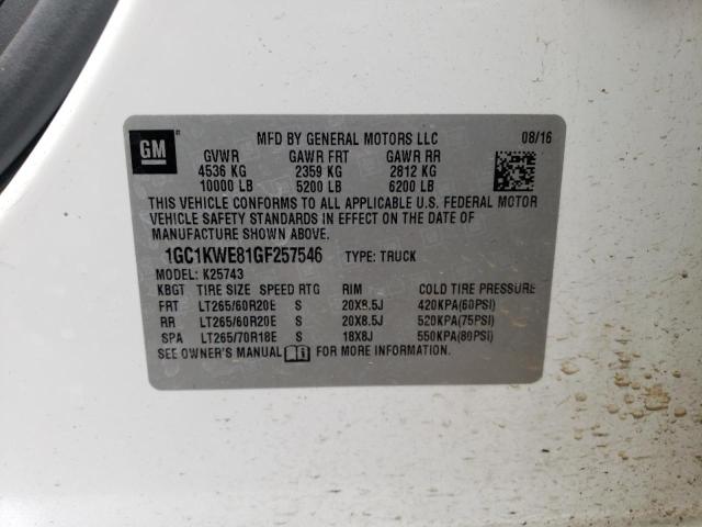 2016 CHEVROLET SILVERADO - 1GC1KWE81GF257546