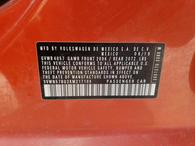 2019 VOLKSWAGEN JETTA S 3VWN57BU2KM217109