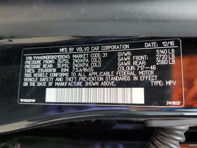 2017 VOLVO XC60 T5 DY YV440MDR9H2109345