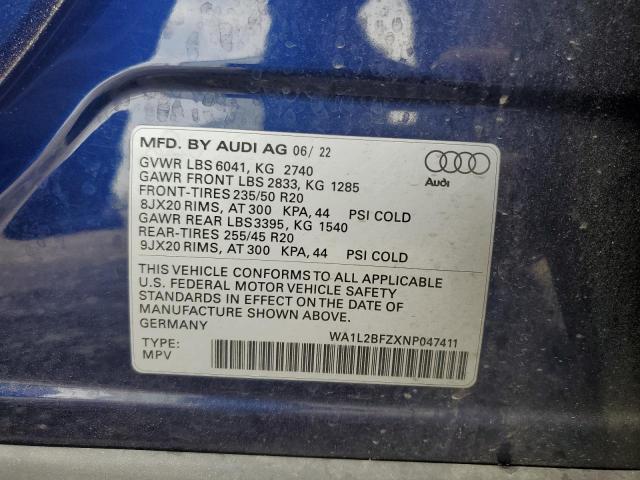 2022 AUDI Q4 E-TRON WA1L2BFZXNP047411