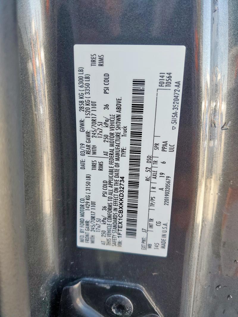 2019 FORD F150 SUPER - 1FTEX1CBXKKD32734