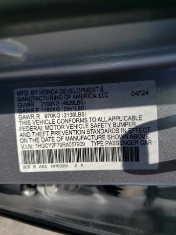 2024 HONDA ACCORD HYB 1HGCY2F79RA057909