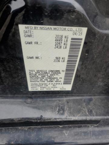 2019 NISSAN ALTIMA PLA 1N4BL4FW3KC232991