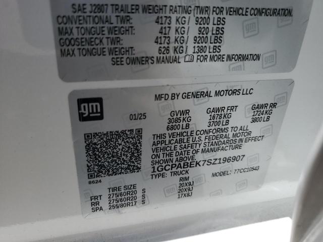 2025 CHEVROLET SILVERADO - 1GCPABEK7SZ196907