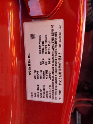 2022 TESLA MODEL 3 - 5YJ3E1EB9NF195412
