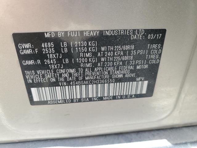 2017 SUBARU OUTBACK 2. 4S4BSAKC2H3366550