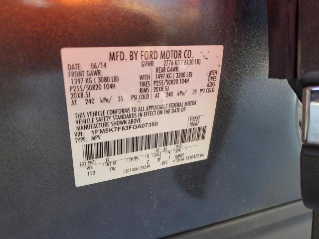 2015 FORD EXPLORER L - 1FM5K7F83FGA07350