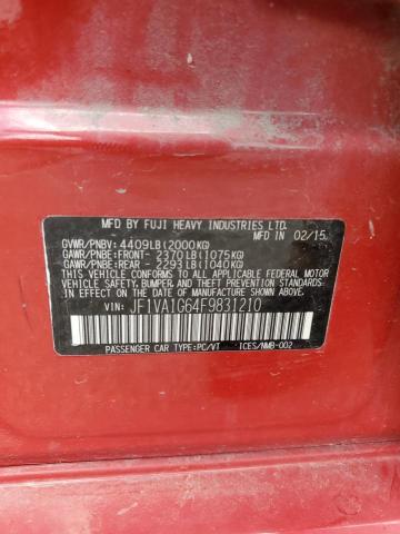 2015 SUBARU WRX LIMITE JF1VA1G64F9831210