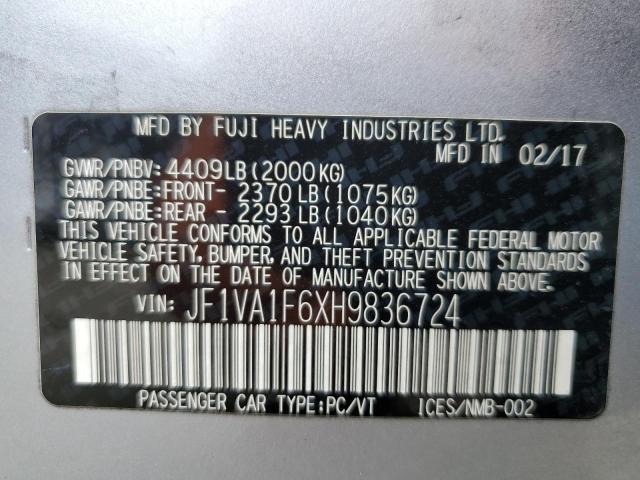 2017 SUBARU WRX PREMIU JF1VA1F6XH9836724