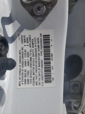 2018 HONDA CIVIC EXL 2HGFC1F71JH643421