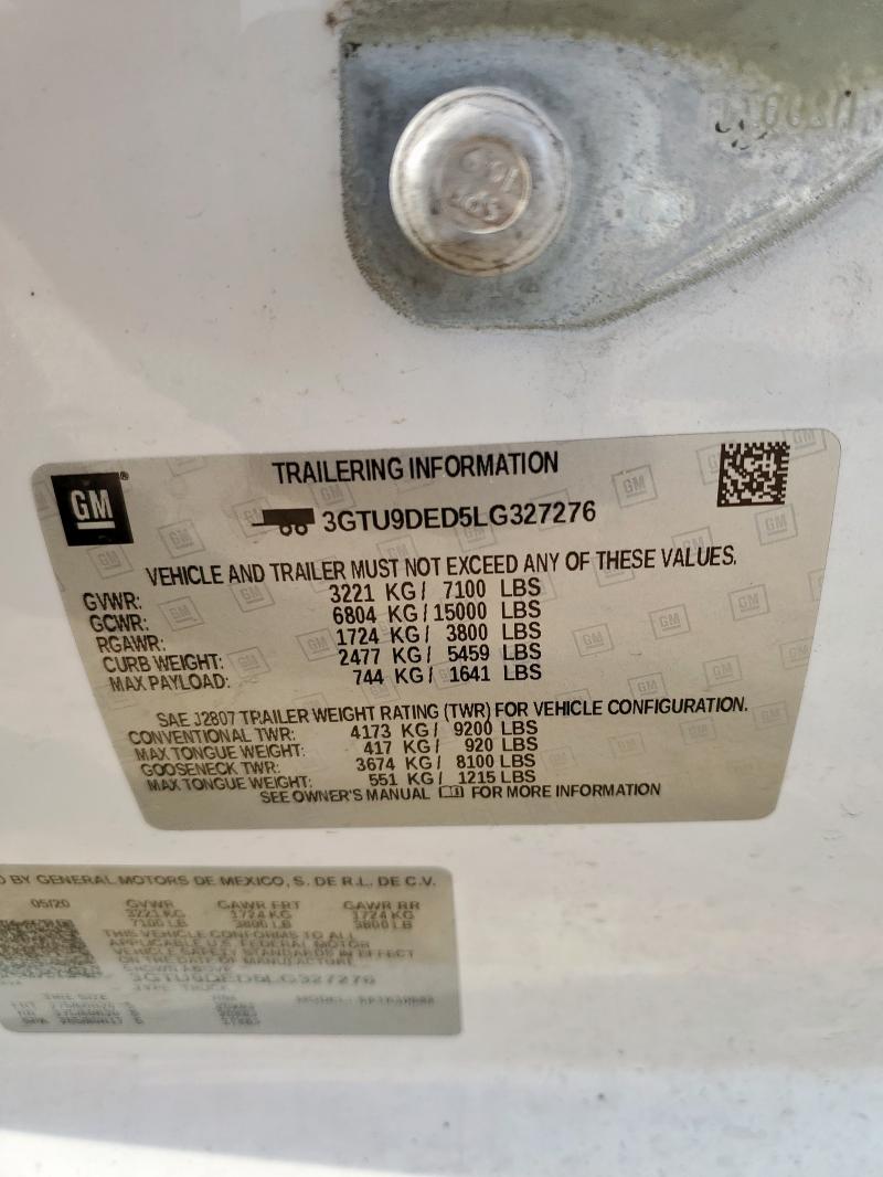 2020 GMC SIERRA K15 - 3GTU9DED5LG327276