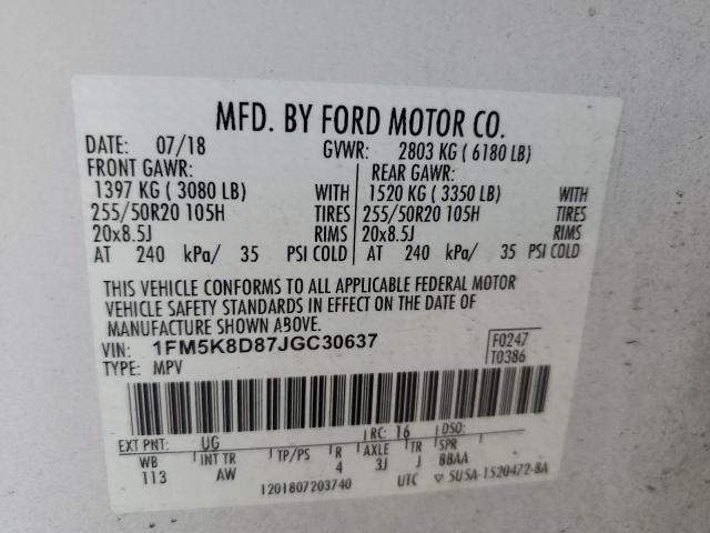 2018 FORD EXPLORER X - 1FM5K8D87JGC30637