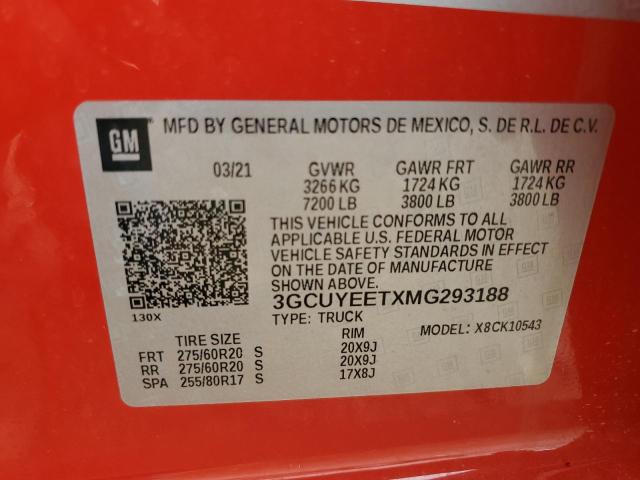 2021 CHEVROLET SILVERADO - 3GCUYEETXMG293188