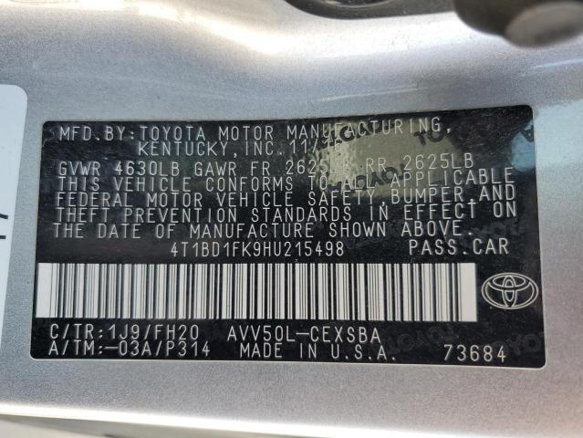 2017 TOYOTA CAMRY HYBR - 4T1BD1FK9HU215498