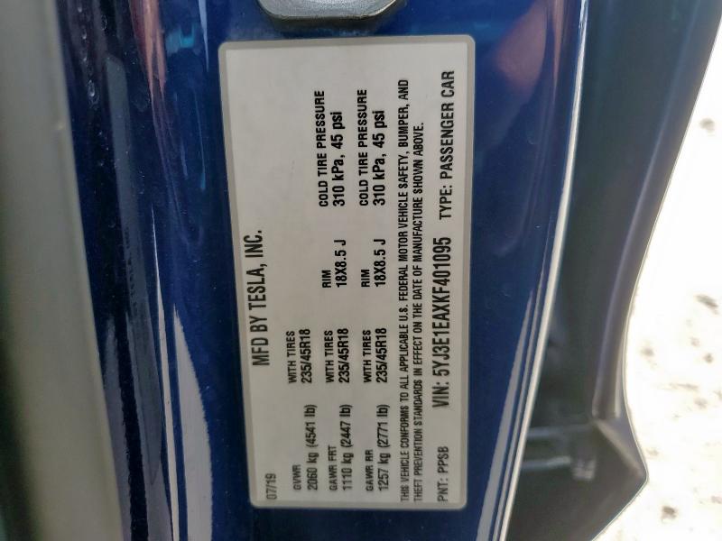 2019 TESLA MODEL 3 - 5YJ3E1EAXKF401095