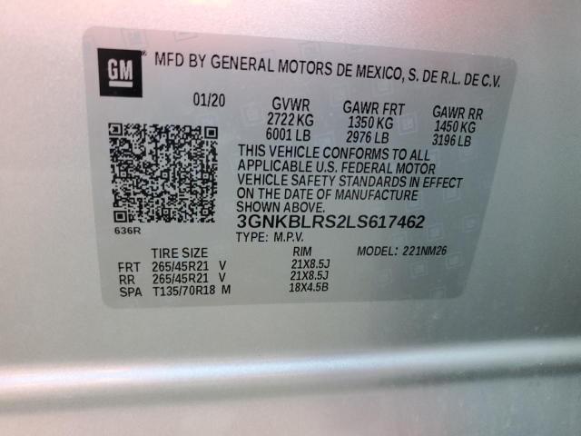 2020 CHEVROLET BLAZER PRE 3GNKBLRS2LS617462