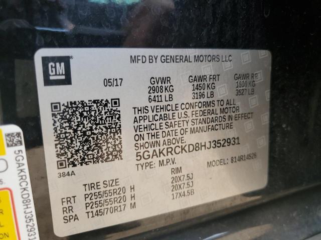 2017 BUICK ENCLAVE 5GAKRCKD8HJ352931