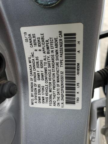 2019 HONDA CIVIC LX - 2HGFC2F62KH550132