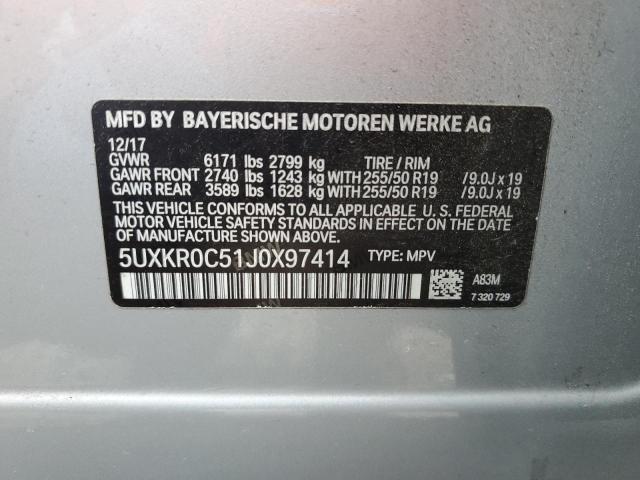 2018 BMW X5 XDRIVE3 - 5UXKR0C51J0X97414