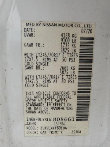 2020 NISSAN NV 2500 S - 1N6BF0LYXLN808661