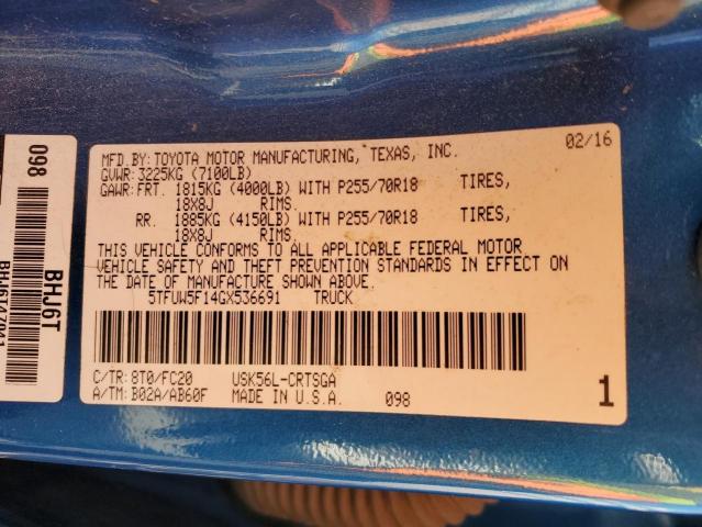 2016 TOYOTA TUNDRA DOU 5TFUW5F14GX536691