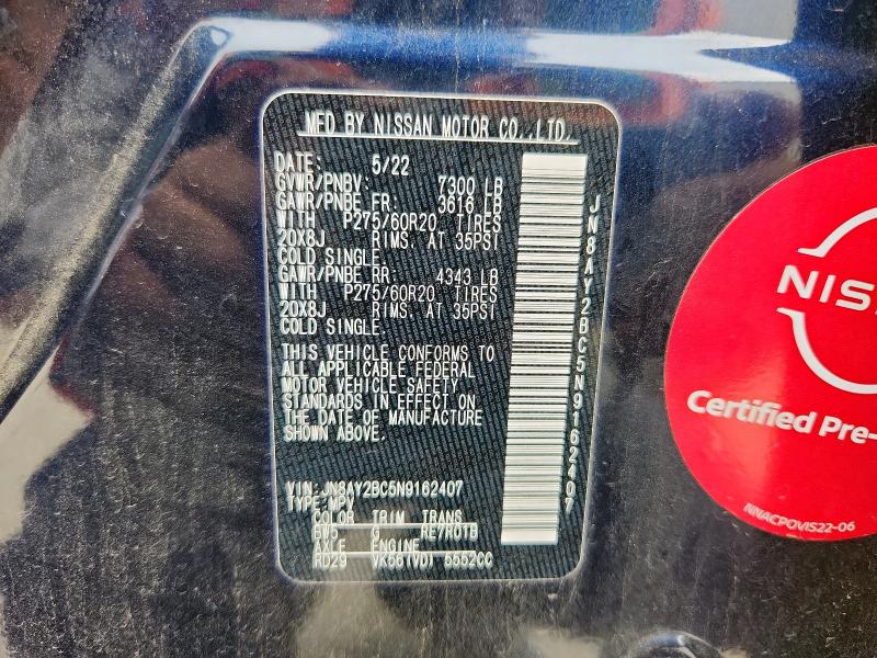 2022 NISSAN ARMADA SL JN8AY2BC5N9162407
