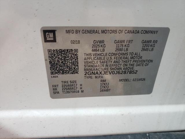 2018 CHEVROLET EQUINOX LT 2GNAXJEV0J6287852