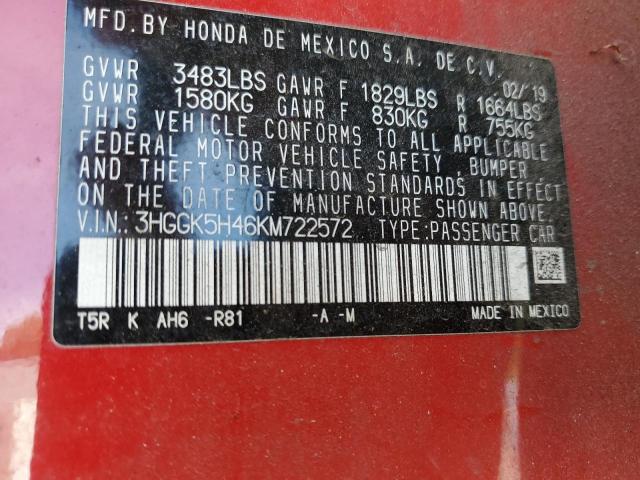 2019 HONDA FIT LX - 3HGGK5H46KM722572