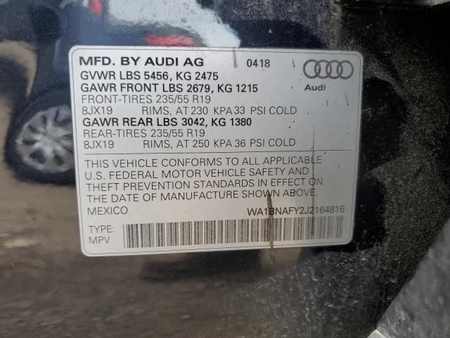2018 AUDI Q5 PREMIUM WA1BNAFY2J2164816