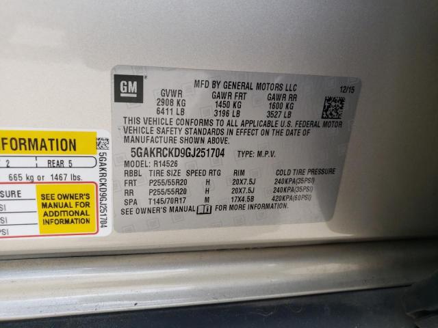 2016 BUICK ENCLAVE 5GAKRCKD9GJ251704