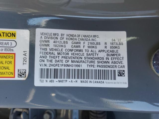 2022 HONDA CIVIC TOUR 2HGFE1F90NH319961
